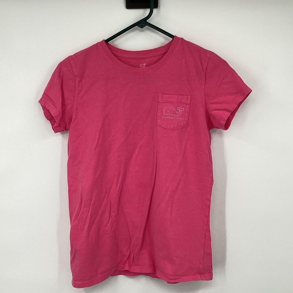 Girls Vineyard Vines Short Sleeved Cotton Pocket‎ Tee large Pink